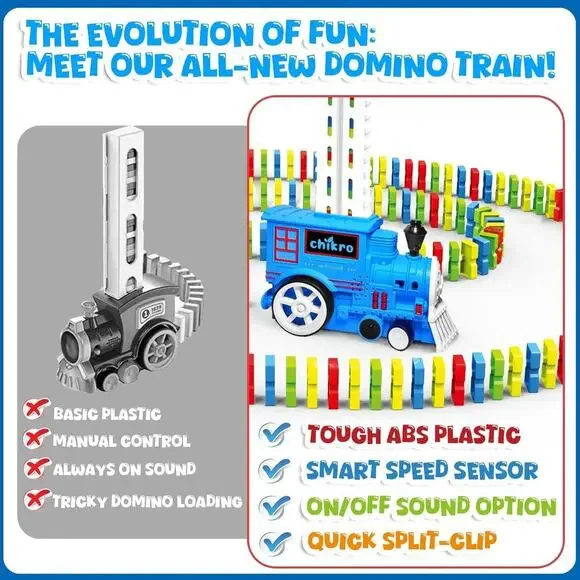 Domino Train Toys Games for Kids - Automated Dominoes-Placing Model Train for To - Picture 3 of 6